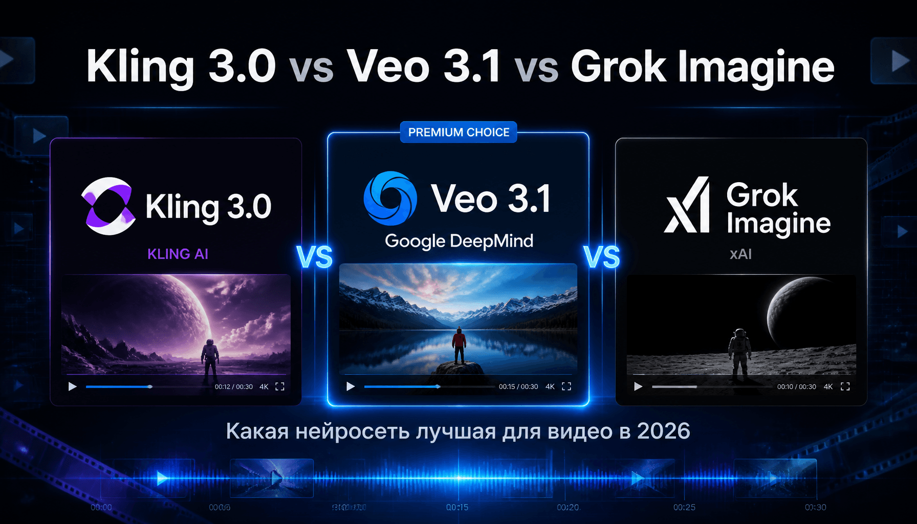 Kling 3.0 vs Veo 3.1 vs Grok Imagine: какая нейросеть лучшая для видео в 2026